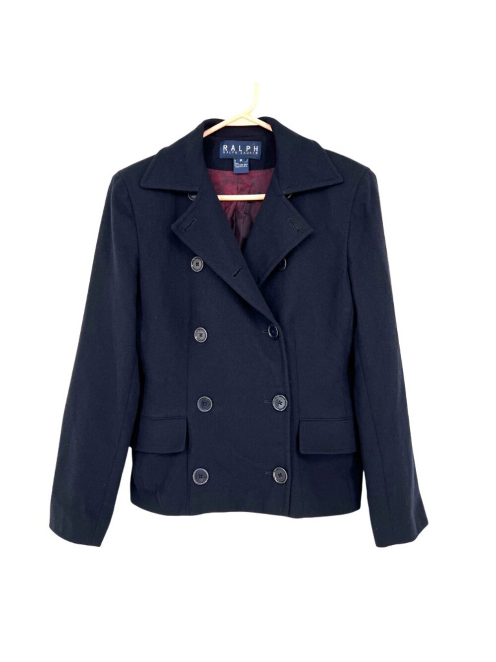 Ralph Ralph Lauren Vintage Double Breasted Wool Peacoat Jacket Navy Blue Size 8